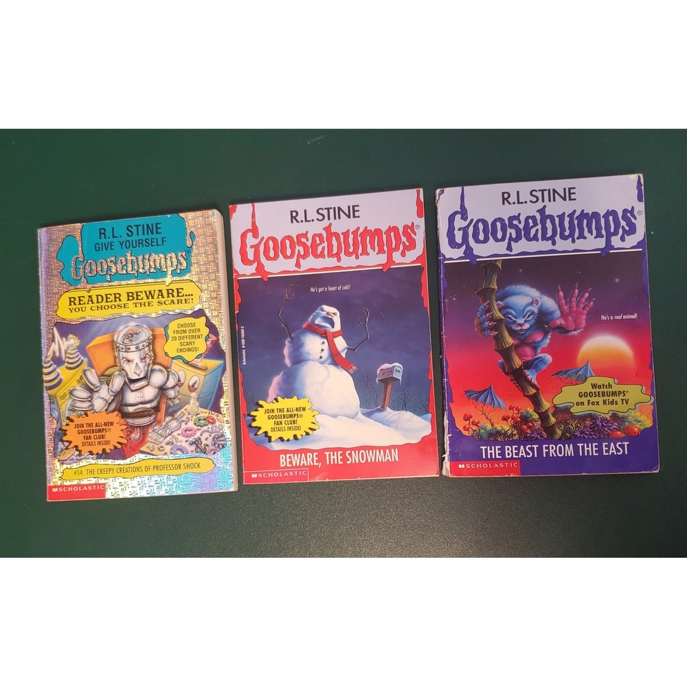 Goosebumps R.L. Stine Book Lot of 3 Beware Snowman Beast East Professor Shock